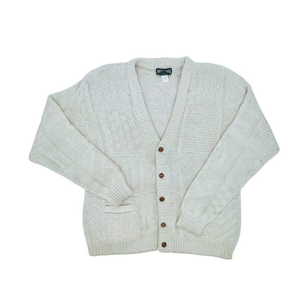 Vintage Y2K American Eagle Knit V-Neck Button Down Grunge 90s Grandpa Cardigan L - Picture 10 of 14